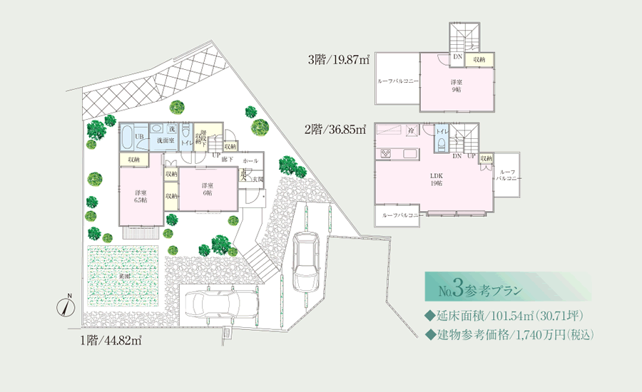 季の丘　真鶴上釈迦堂　分譲地　No.3 参考プラン